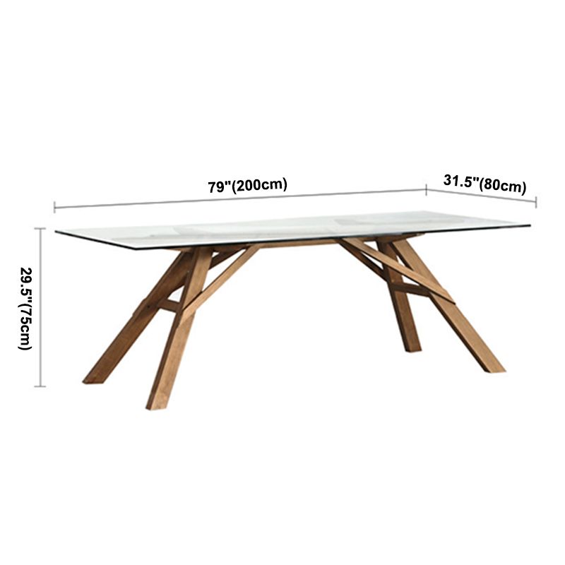 Rectangle Glass Transparent Dining Table Simplicity 4 Legs Table for Dining Room