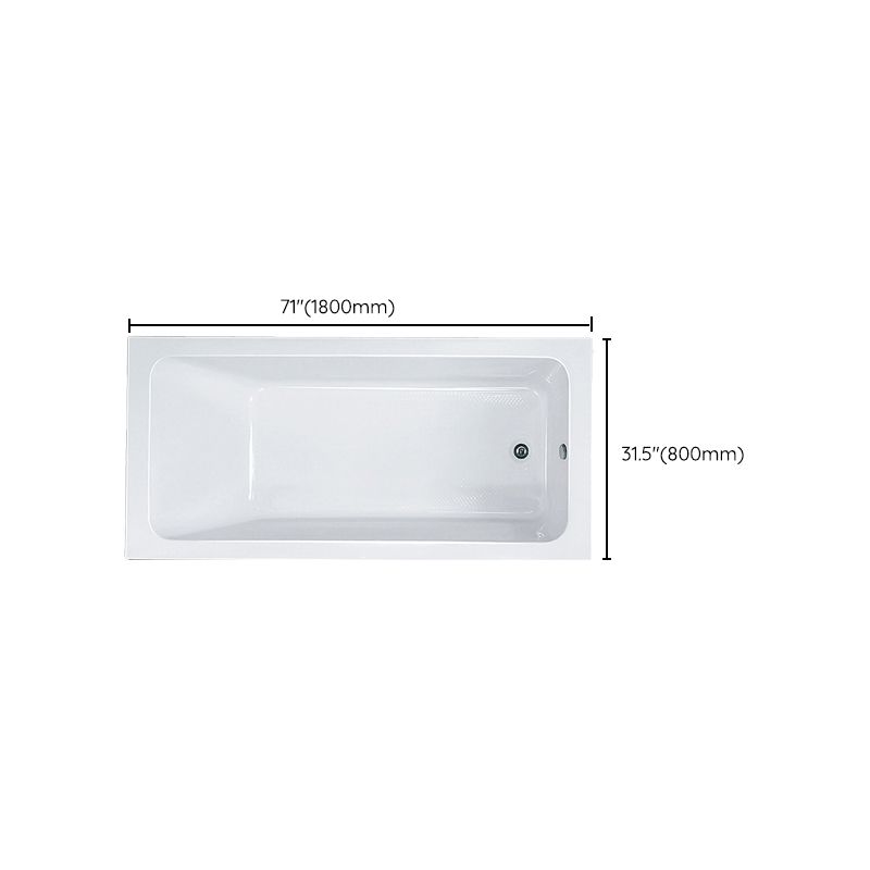 Modern Drop-in Acrylic Bathtub Internal Drain White Soaking Tub