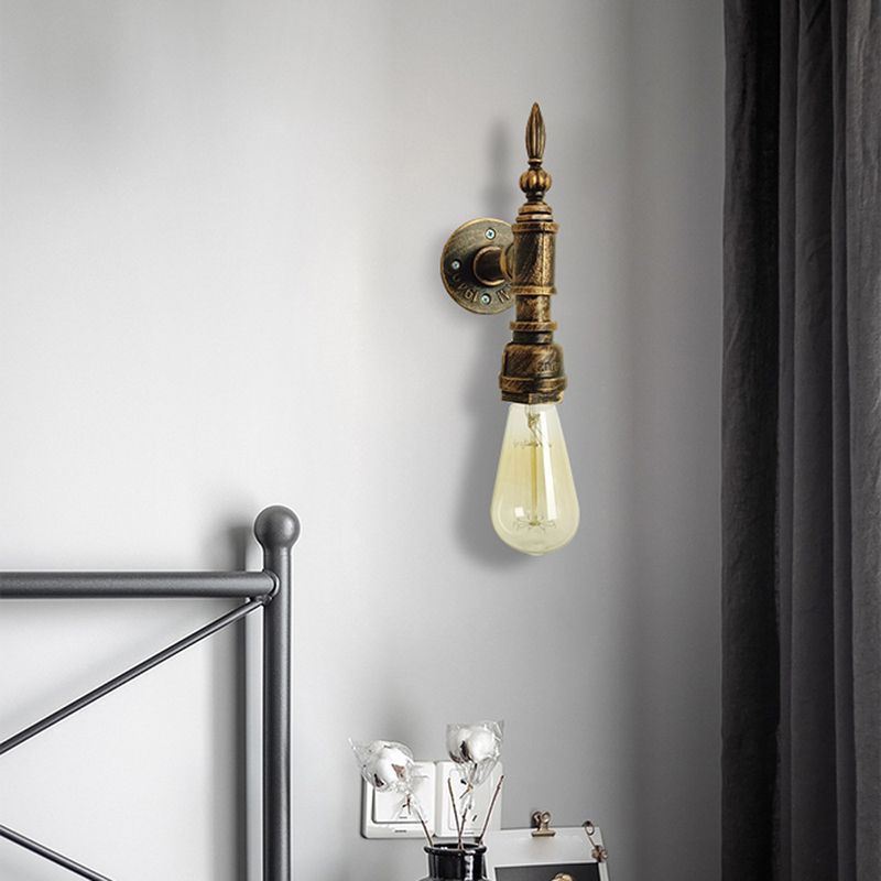 Industrial Wall Sconce Pipe Shape Wall Light with Metal Shade for Shower Room