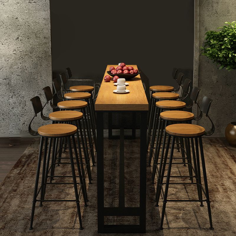 Industrial Bar Dining Table Rectangle Bar Solid Wood Table in Brown