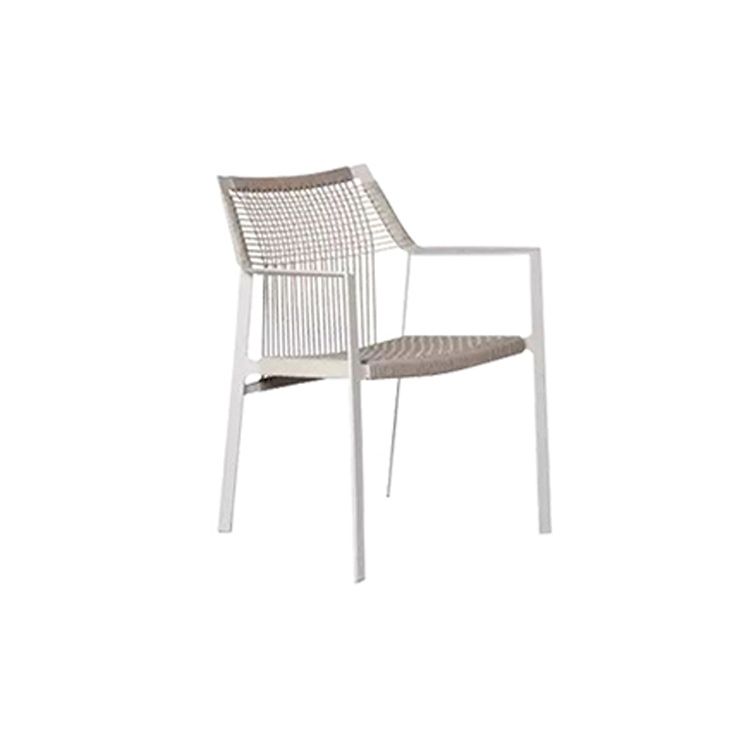 Industrial Outdoors Dining Chairs with Rattan Back and Aluminum Base