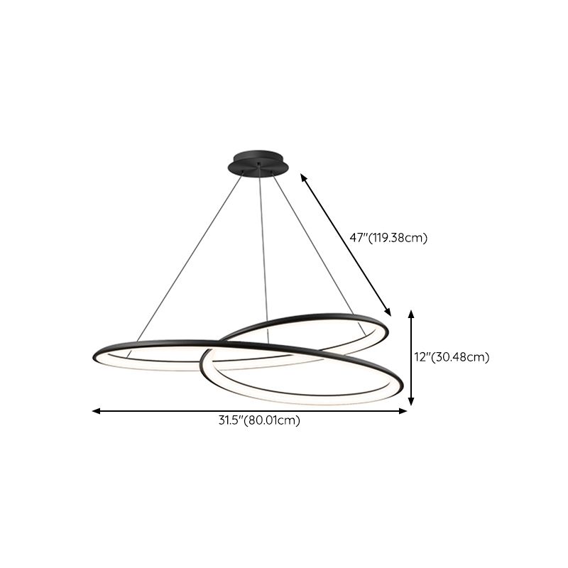 Aluminum Kitchen Island Fixture in Black Finish LED Contemporary Ceiling Pendant Light