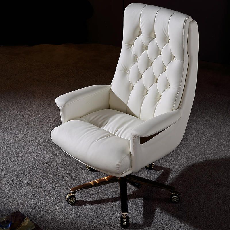 Fixed Arms Swivel Chair Modern Adjustable Seat Height Chair with Wheels