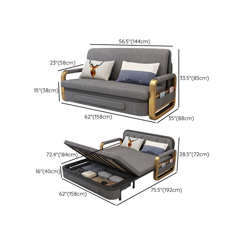 33.46"H Modern Cotton Blend Square Arm Sofa Bed for Living Room