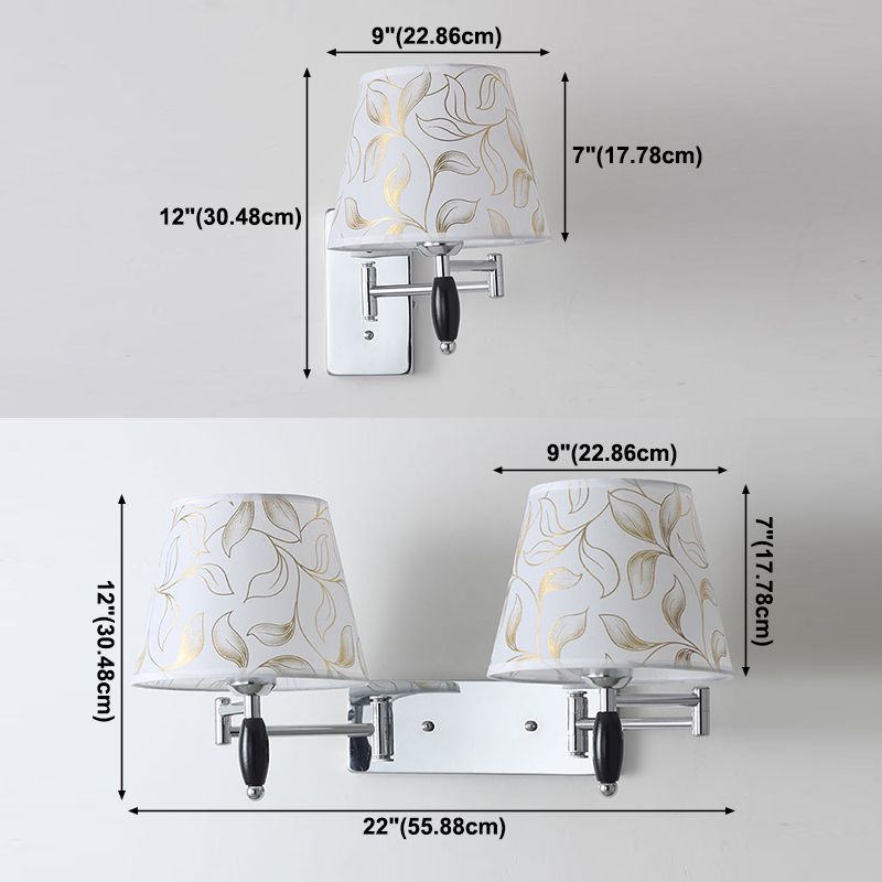 Modern Style Simple Wall Light Natural Burlap Shade Swing Arm Wall Sconce