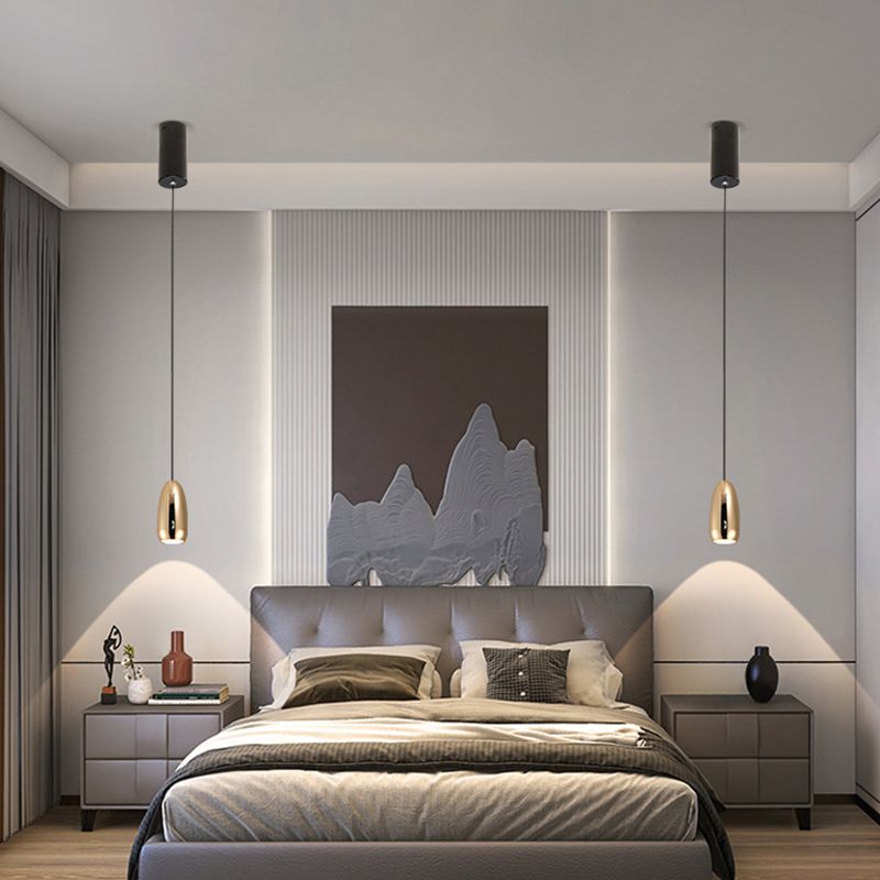 Unique Shape Hanging Lighting Modern Style Metal 1 Light Hanging Lamp for Bedroom