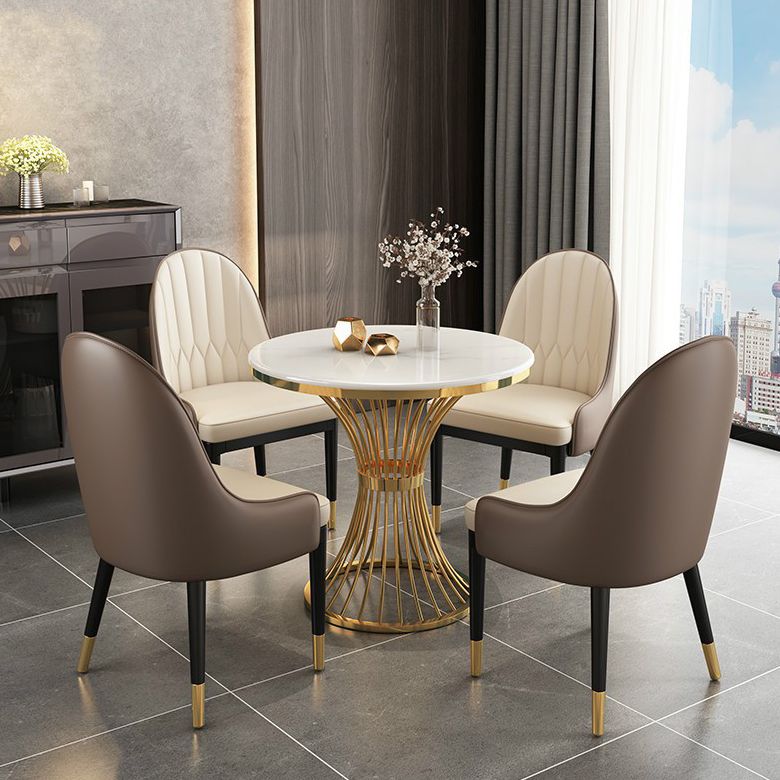 Scandinavian Sintered Stone Dining Room Set Standard Height with Gold Base Dining Furniture