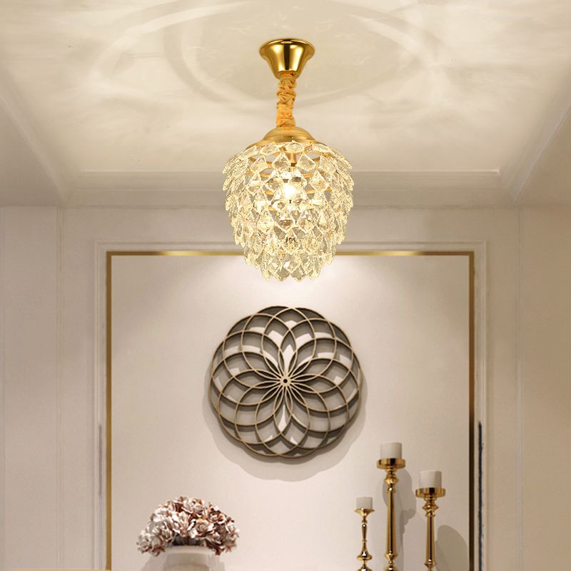 Gold Pipecone Colgante Contemporáneo 1 Lámpara de techo colgante de cristal para el comedor