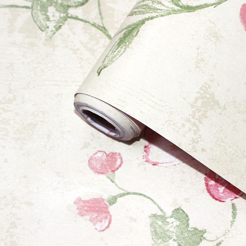 Girly Bedroom Wallpaper with Floral Pattern, 17.5-inch x 19.5 ft, Non-Pasted