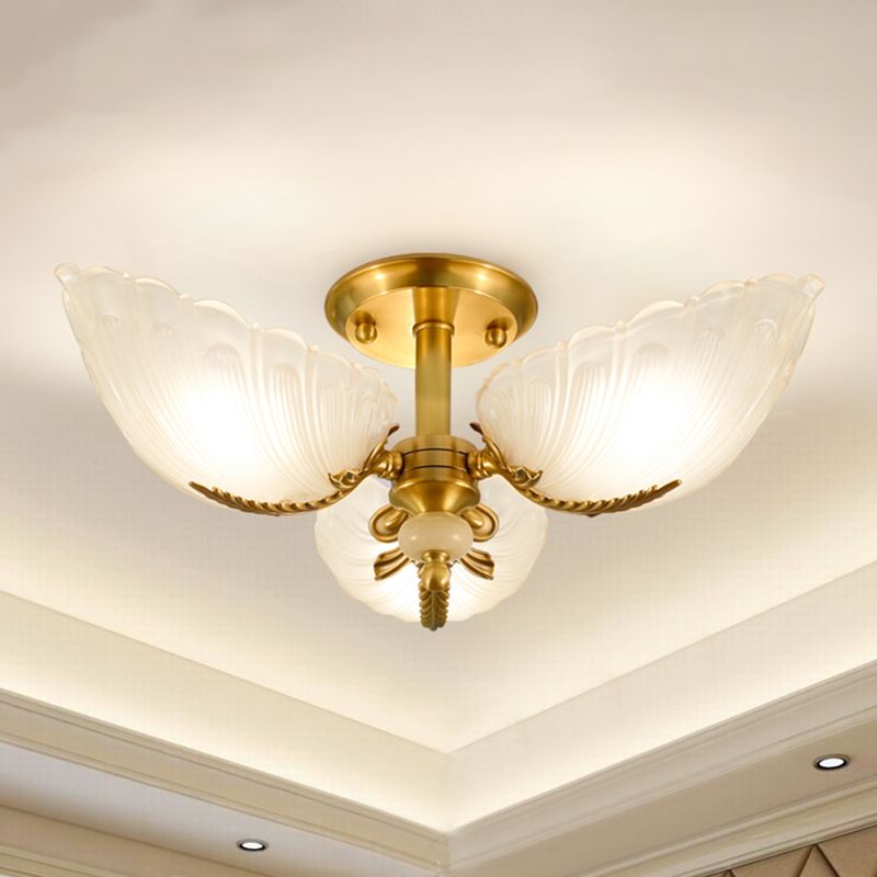 Lampada da soffitto in vetro con montaggio a semi-incasso Lampada da soffitto in ottone stile moderno