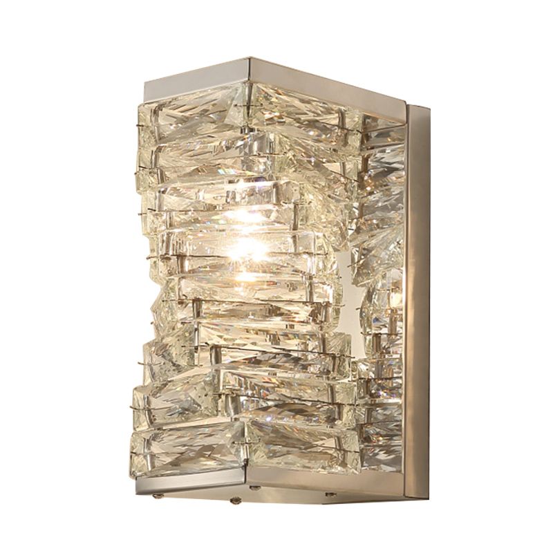 Geometric Sconce Light Modernism Clear Crystal 1 Bulb Living Room LED Wall Lighting Fixture