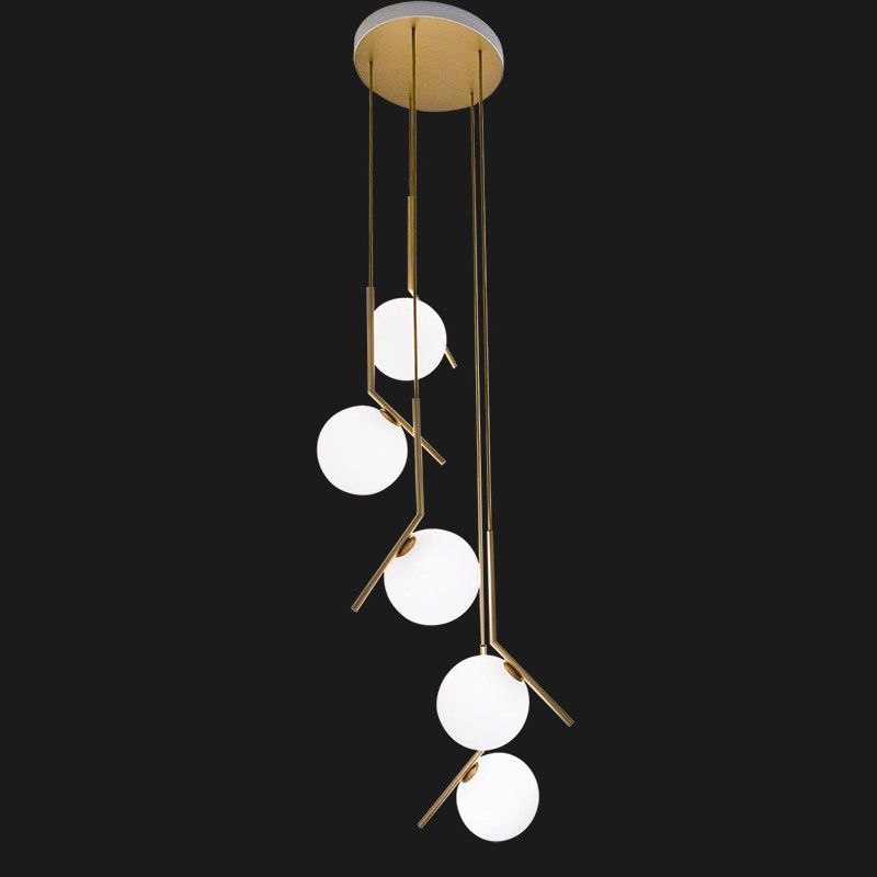 Sphères pendantes des luminaires suspendus nordics simples de plafond en verre blanc pour restaurant