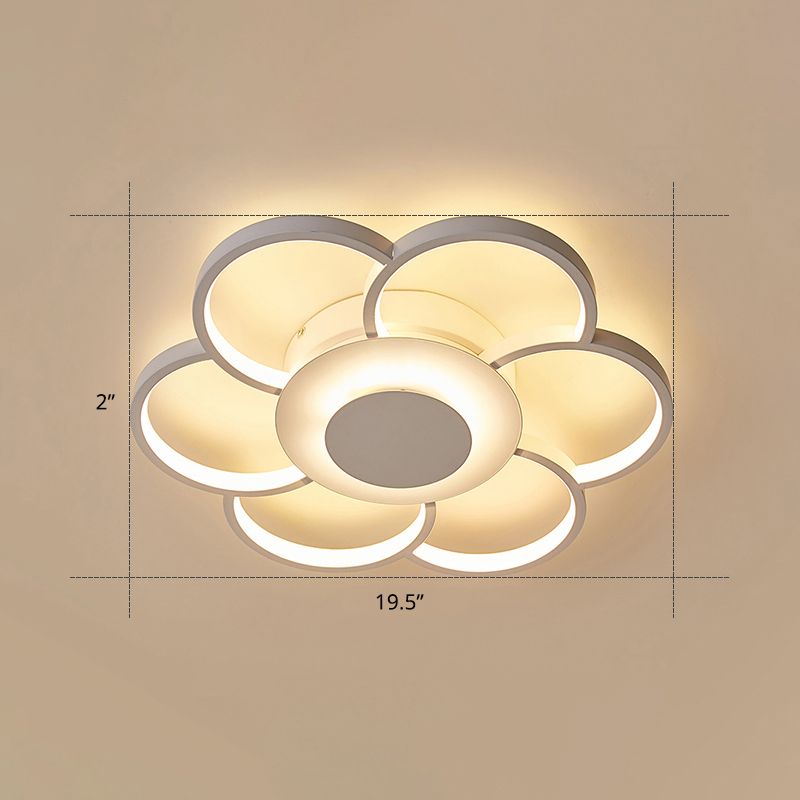 Sunflower Shaped Flushmount Ceiling Lamp Minimalist Metal White LED Flush Mounted Light for Bedroom