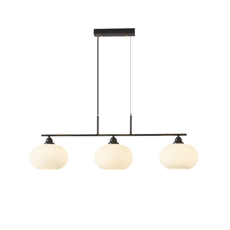 Modern Metal Pendant Light Persimmon Shape Island Light with Glass Shade for Living Room