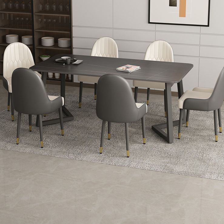 Minimalist Traditional Height Sintered Stone Top Dining Table Rectangle Dining Room Set For Kitchen