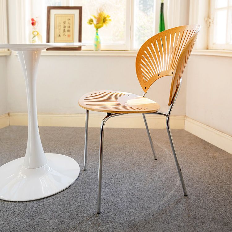 Scandinavian Style Open Back Dining Side Chair with Metal Legs Armless Side Chairs for Home