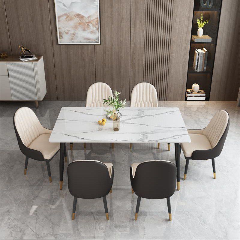 Contemporary Rectangle Dining Site Table Stone Furniture with 4 Legs