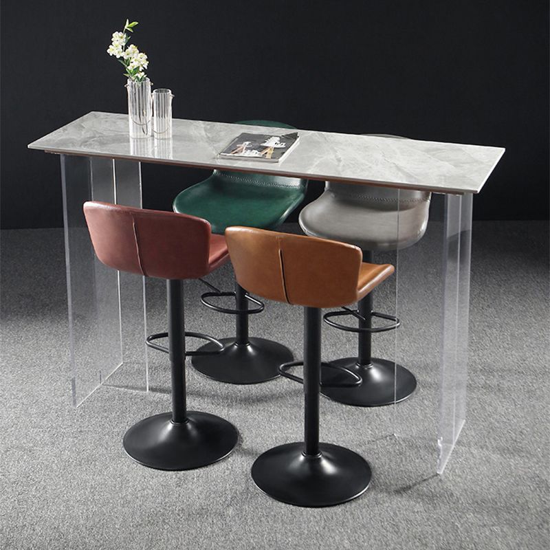 Faux Leather Barstools Adjustable Height Swivel Barstool with Footrest