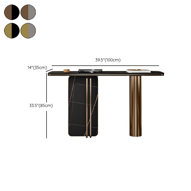 Rectangle Shape Contemporary Console Table Stone Sofa Table in Black/Grey