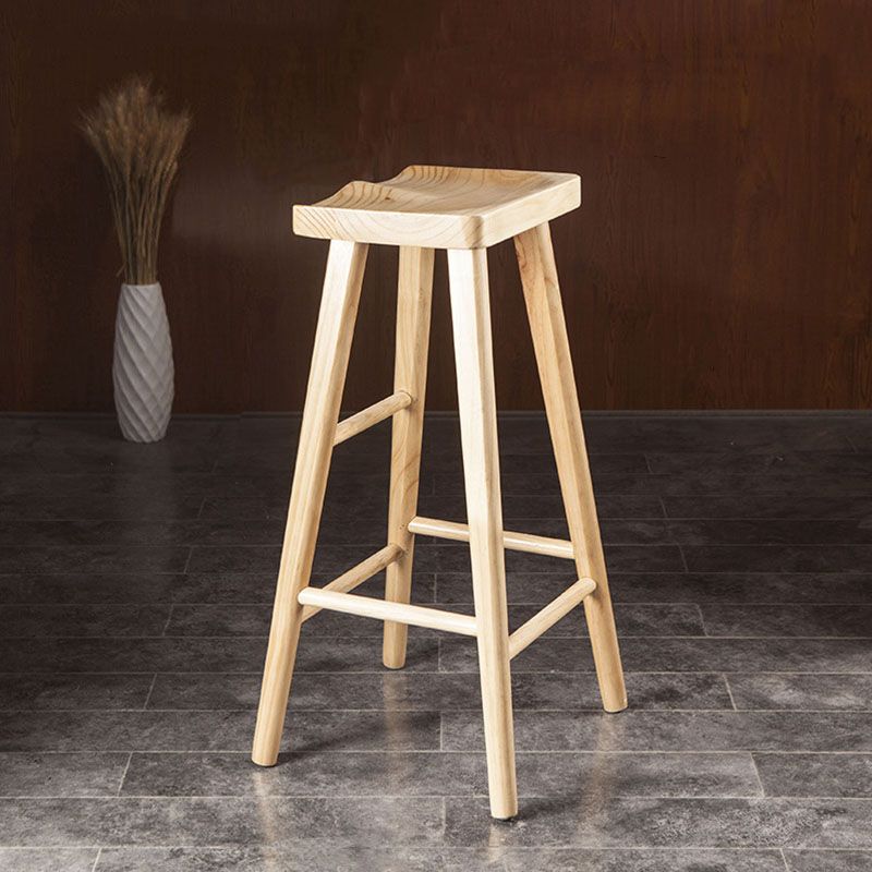Modern Armless Backless Counter Stool Wood Milk Tea Shop Bar Stool with Seat