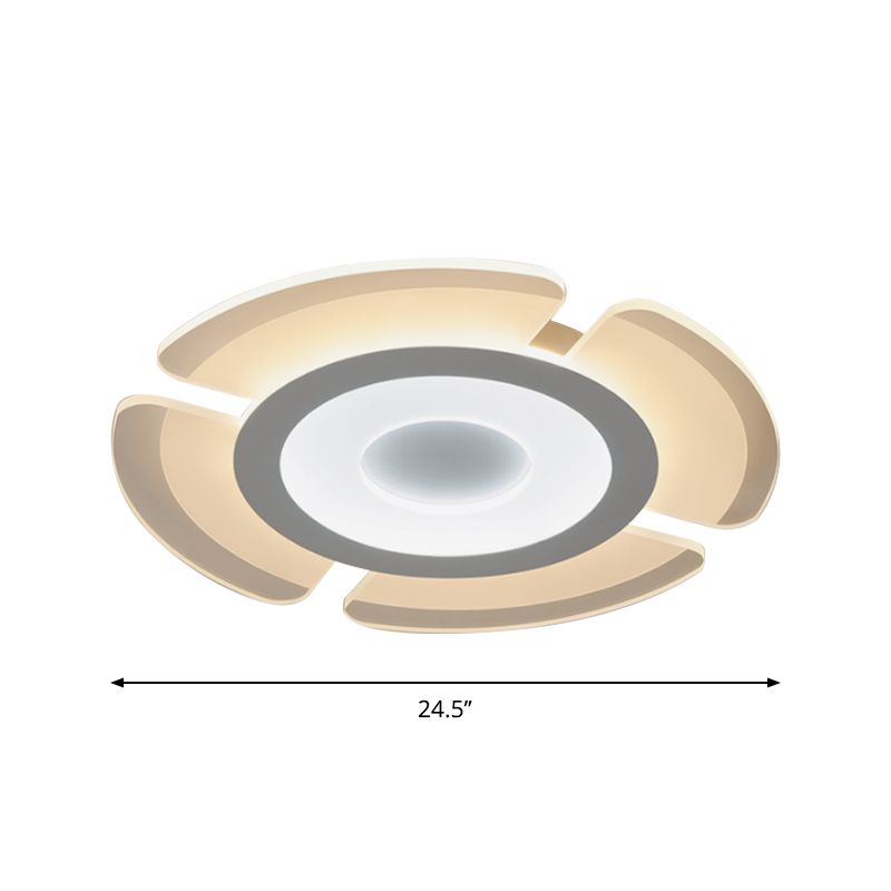 Minimalistic Floweret Flush Ceiling Light Acrylic Bedroom Ultrathin LED Flushmount Lighting in White, 8"/16.5"/31" Wide