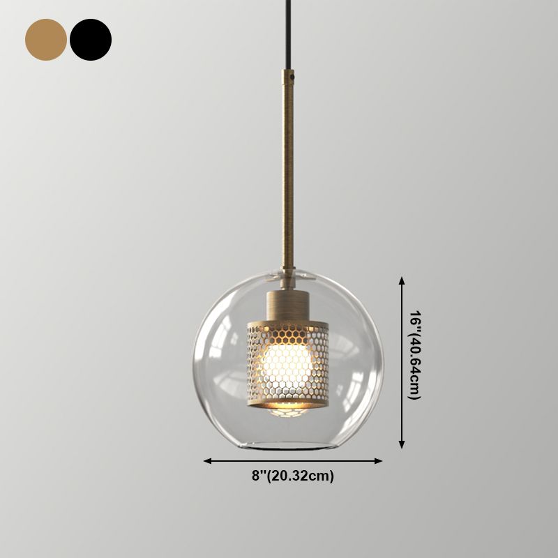 1 lampe suspendue en verre léger métal géométrique suspendu pendant léger en clair