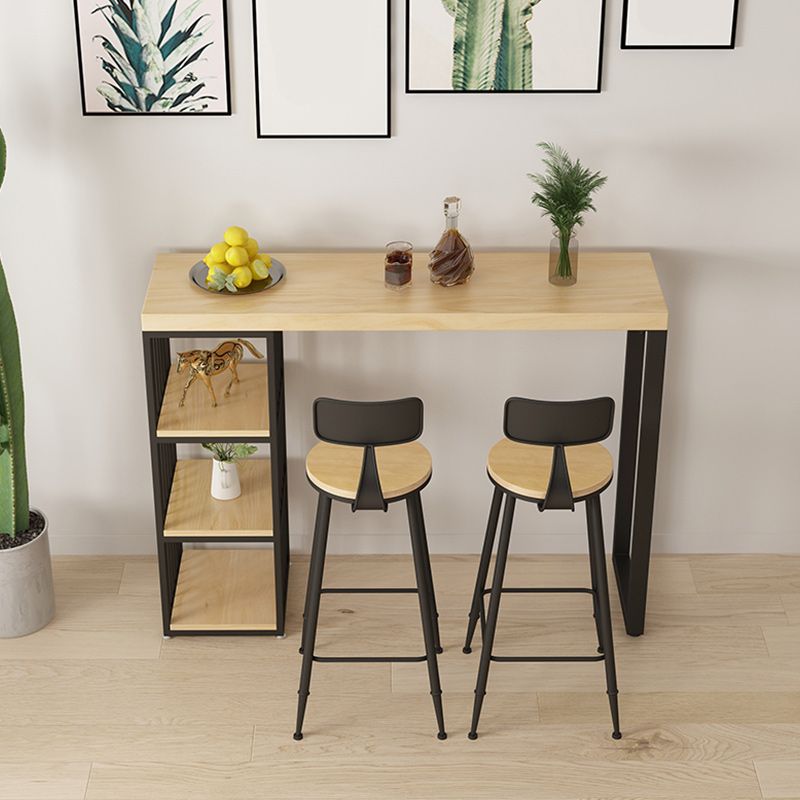 1/3 Pieces Modern Rectangle Pub Table Set Wooden Counter Table with High Stools