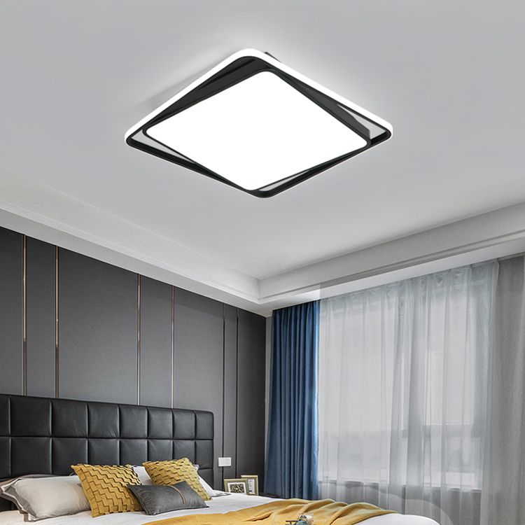 LED Modern Metal Flush Mount Geometric Shape Ceiling Light with PVC Shade for Living Room
