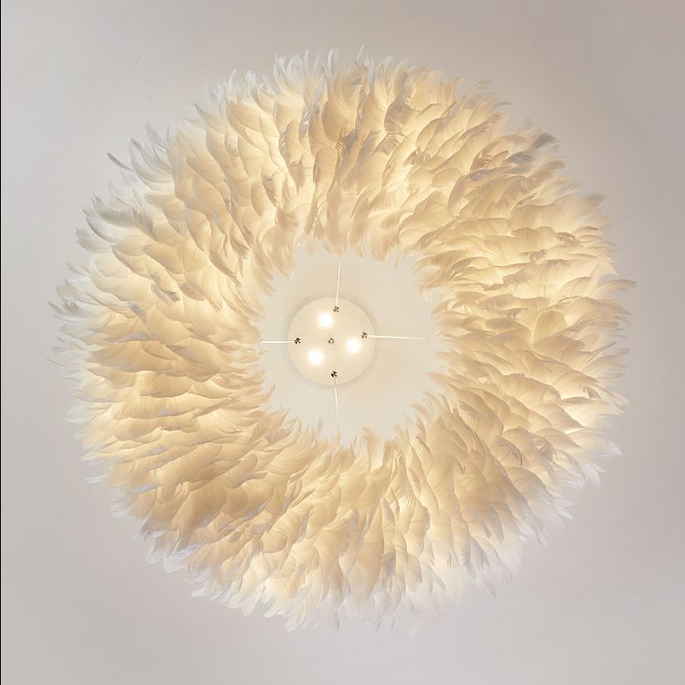 Luz de araña colgante de donas de pluma