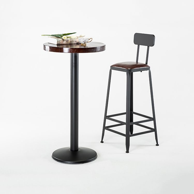 Industrial 1/2/3 Pieces Solid Wood Bar Table Set Round Counter Set for Home Use