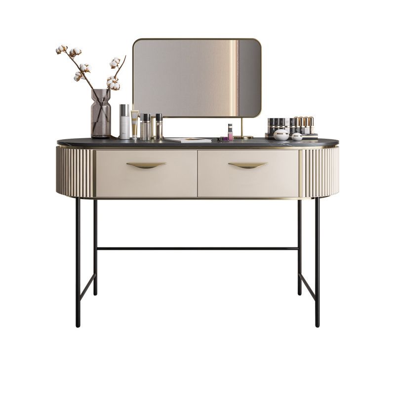 Modern 31.49 " H 2-Drawer Dressing Table Slate Top Vanity Stool