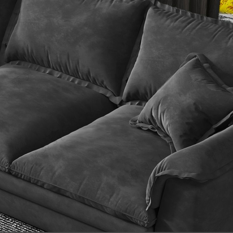 Contemporary Grey Loose Back Sofa & Chaise Pillow Top Arm Sofa - 29.92" H