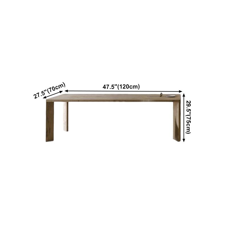 Mesa rectangular contemporánea de madera maciza, mesa de comedor con tapa de madera y 4 patas