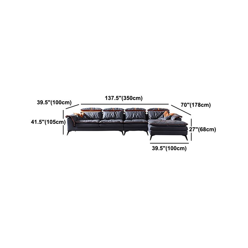 Grey Modern Tufted Sofa & Chaise Stain Resistant Sectional 41.33" H
