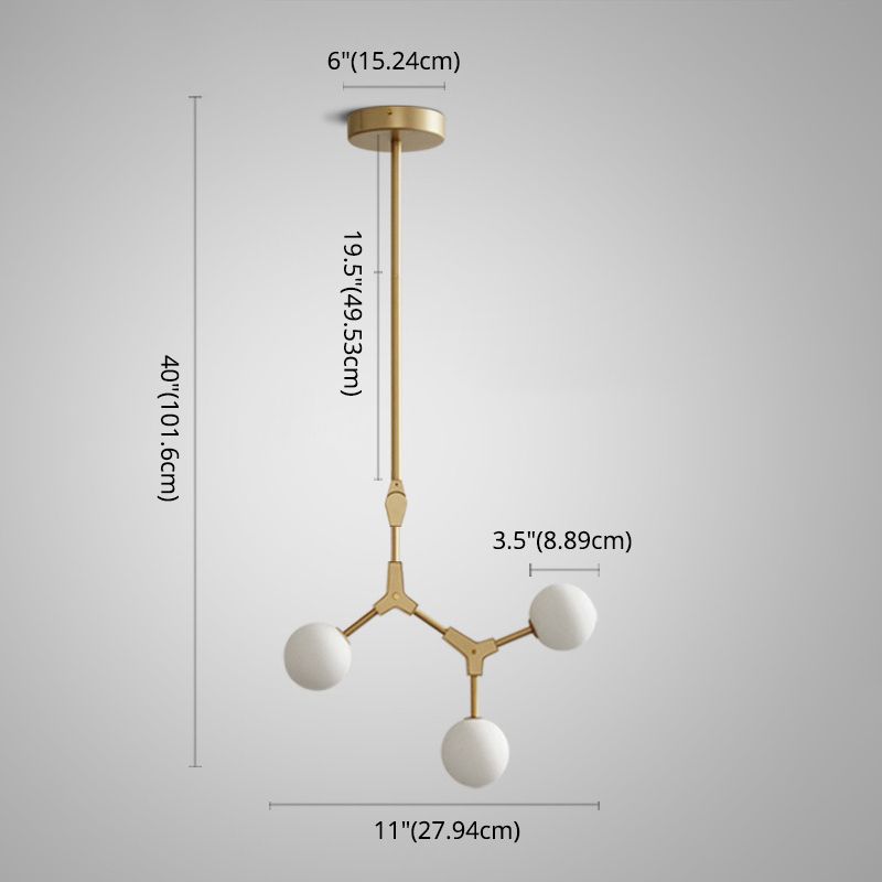 Gold Modern Branch Branch Molecular lampadario molecolare Bianco di vetro Blaccia Aibero appeso per la sala da pranzo in cucina