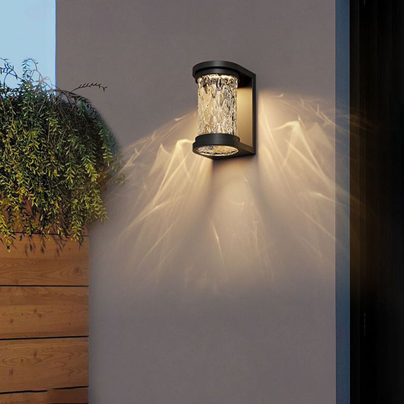 Simple Wall Sconce Cylinder Outdoor Wall Light Fixture with Glass