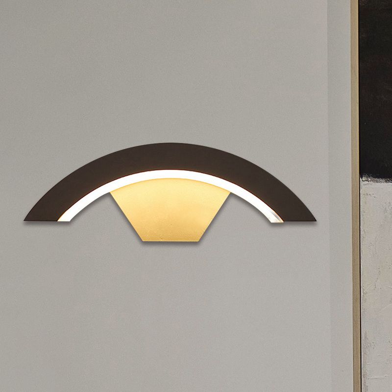 Contemporary Arc Wall Sconce Lighting Acrylic Integrated LED Bedroom Wall Lamp in Black, Warm/White Lighting