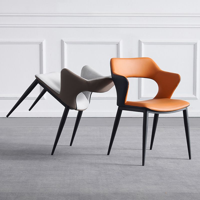 Metal Contemporary Dining Room Chair Metallic Finish Open Back Dining Side Chair
