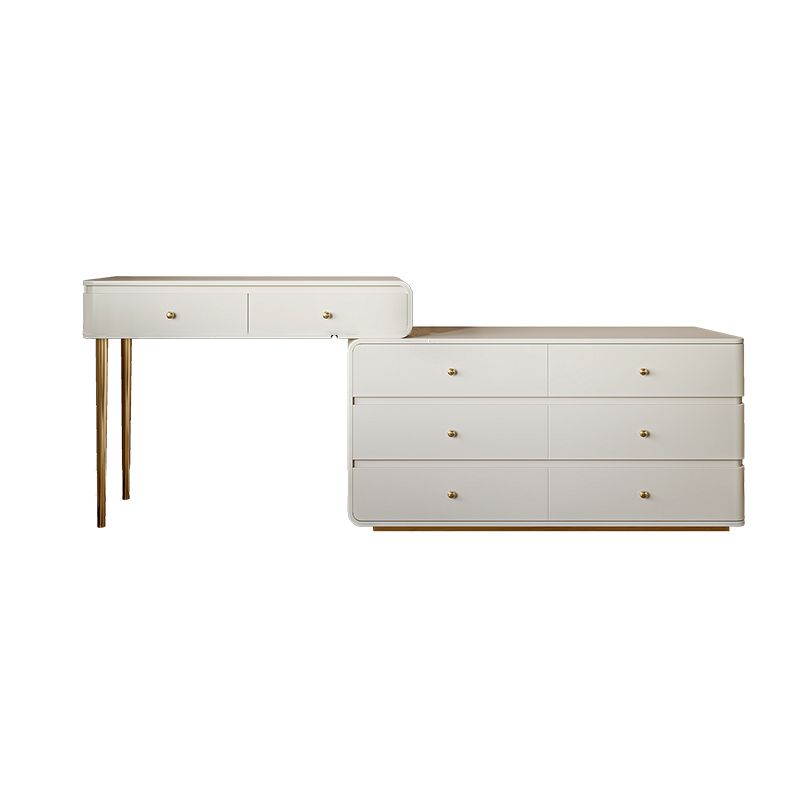 White Solid Wood Makeup Vanity Desk Bedroom Vanity Dressing Table Set