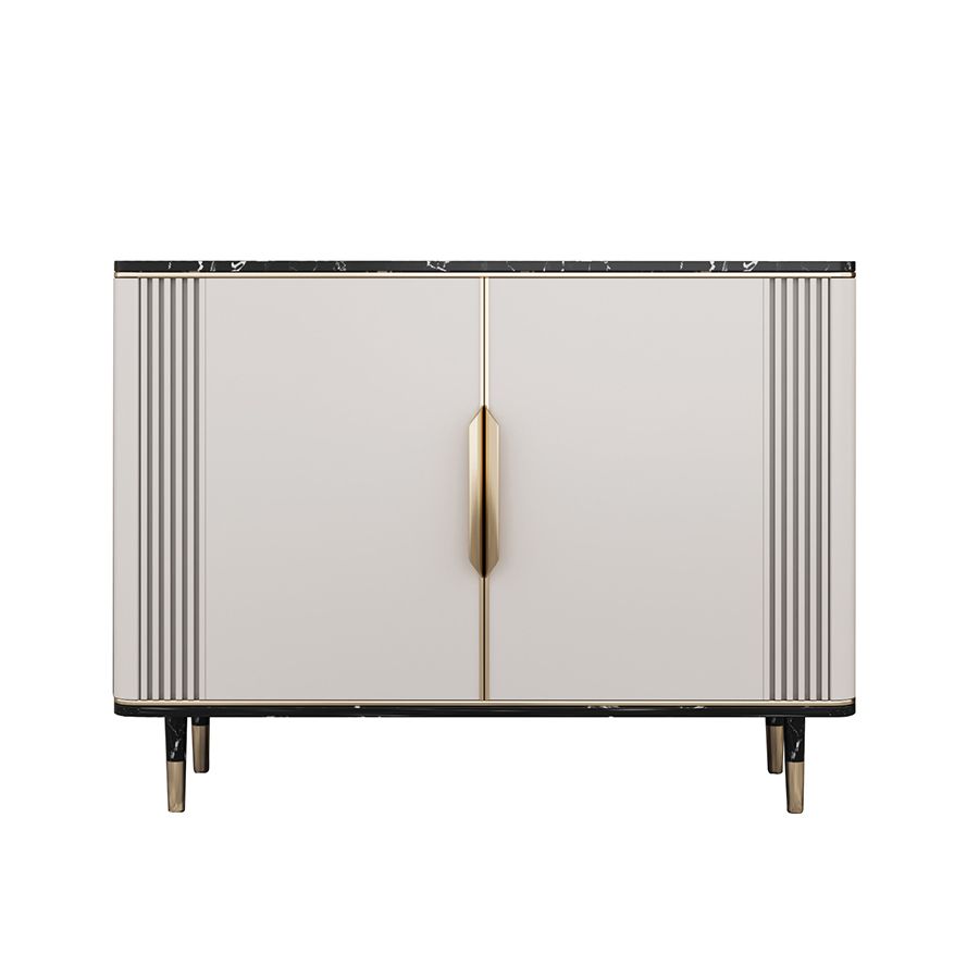 Glam Dining Server Marble Buffet Server with Doors for Living Room