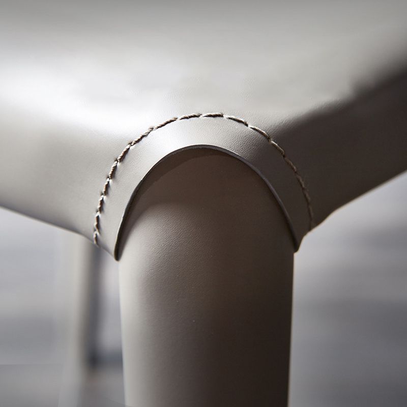 Contemporary Leather Dining Chairs Armless Side Chairs with Metal Legs for Kitchen