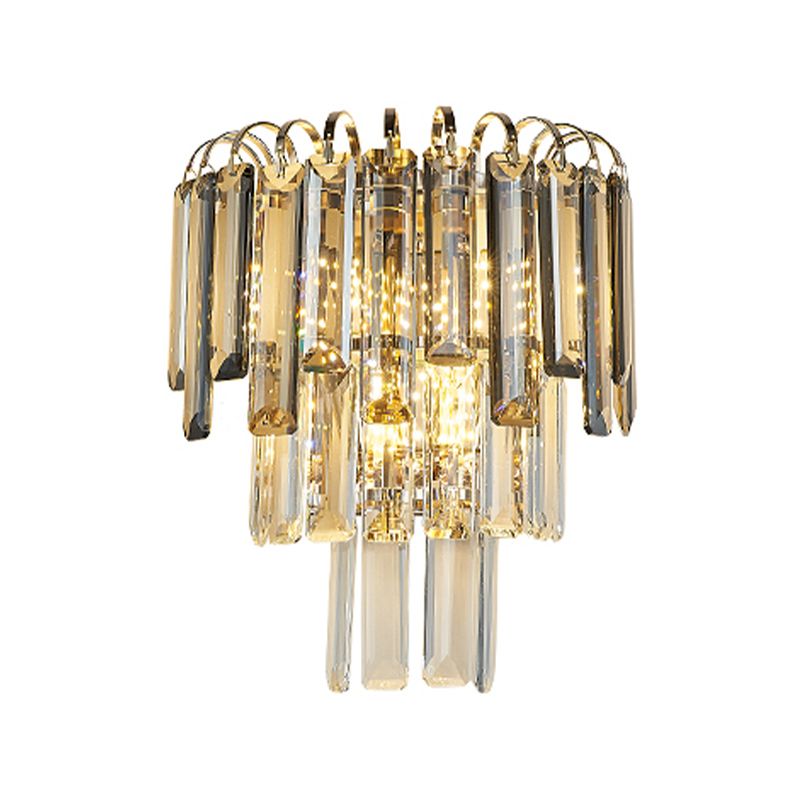 Modern Style 3 Tiers Wall Light Crystal 3 Lights Sconces for Bedroom