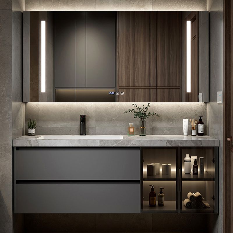 Stone and Ceramic Bath Vanity Glam Bathroom Vanity Set for Bathroom