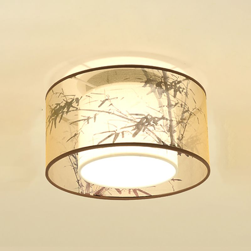 Plafonniers encastrés de style chinois avec éclairage de montage au plafond avec abat-jour en tissu