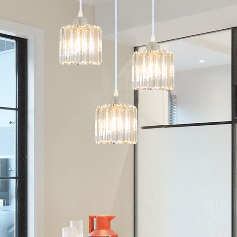 Modern Style Cylindrical Shape Hanging Light Crystal Multi Light Hanging Lamp for Bedroom