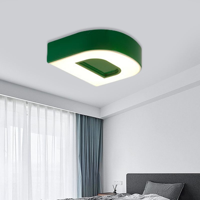 Plafonnier LED en forme d'alphabet pour enfants, montage encastré en acrylique, pour maternelle, vert/rouge/bleu