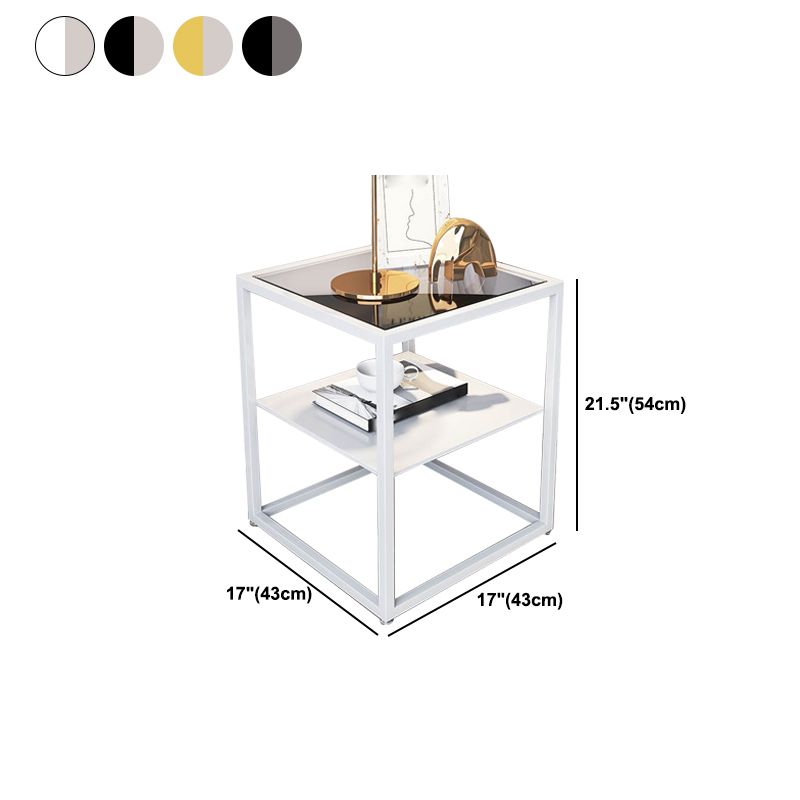 Modern Style Metallic White/gold/black Tempered Glass Table Top Nightstand