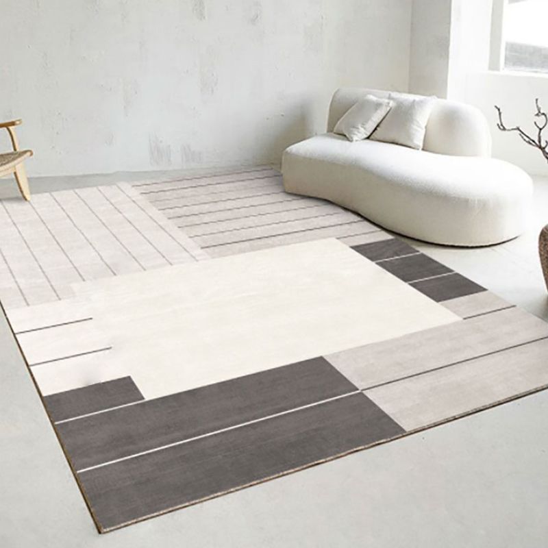 Tapis gris moderne, bloc de couleurs, en Polyester, avec envers antidérapant, pour la décoration de la maison