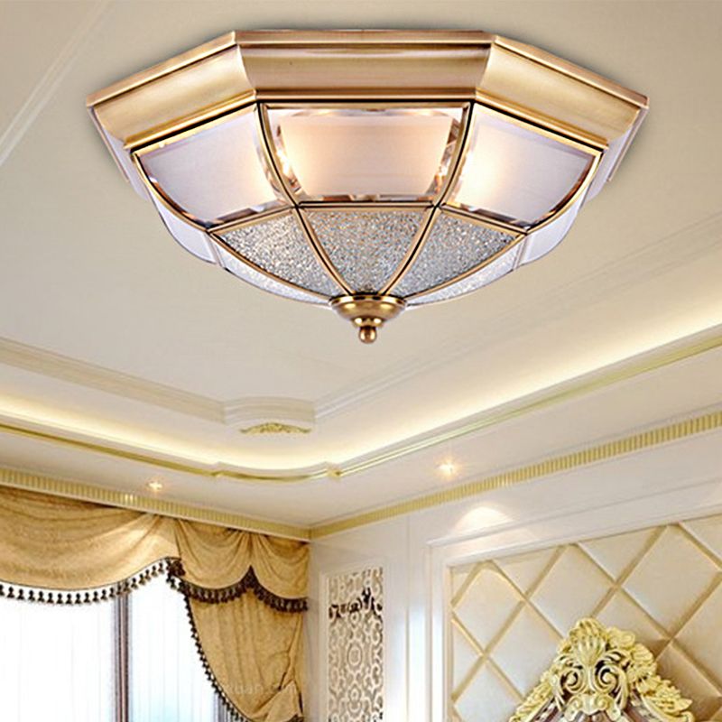 Cone Flush Mount Tradition Water Glass Brass 6/8/10 Bulbs Ceiling Light Fixture for Hallway, 15"/19.5"/23" Wide