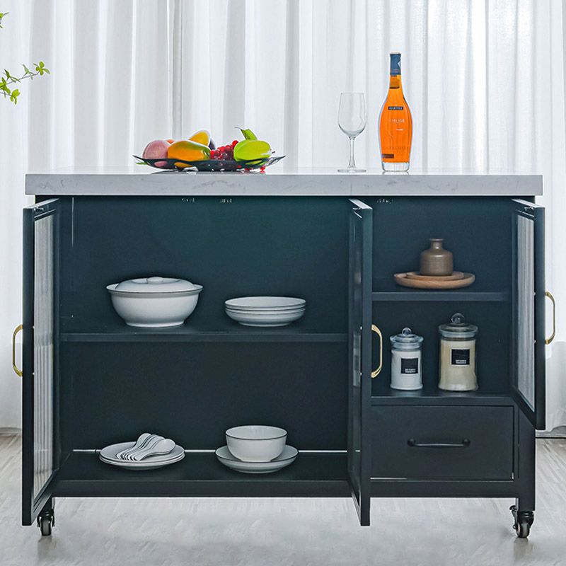 Kitchen Island Table Dining Room Prep Table with Storage Cabinet